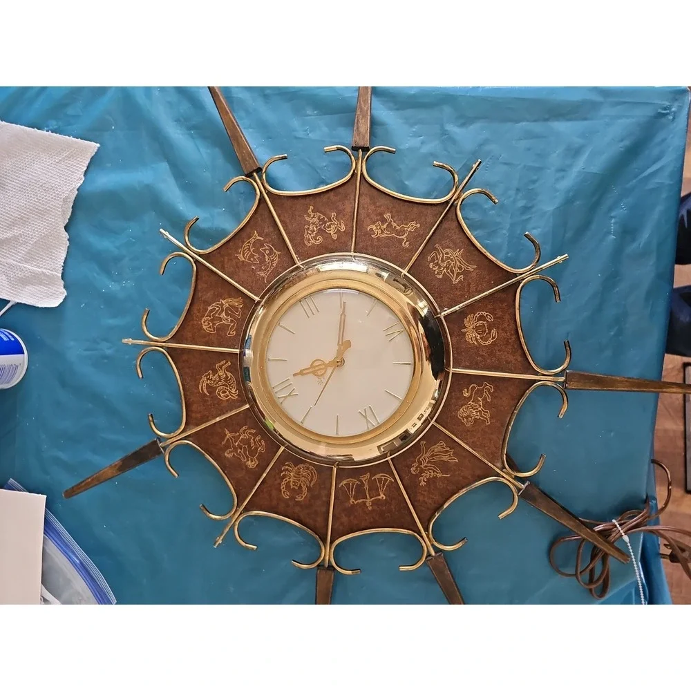 Vintage 50's United #203 Elec Starburst Zodiac Wall Clock Works, Restoration